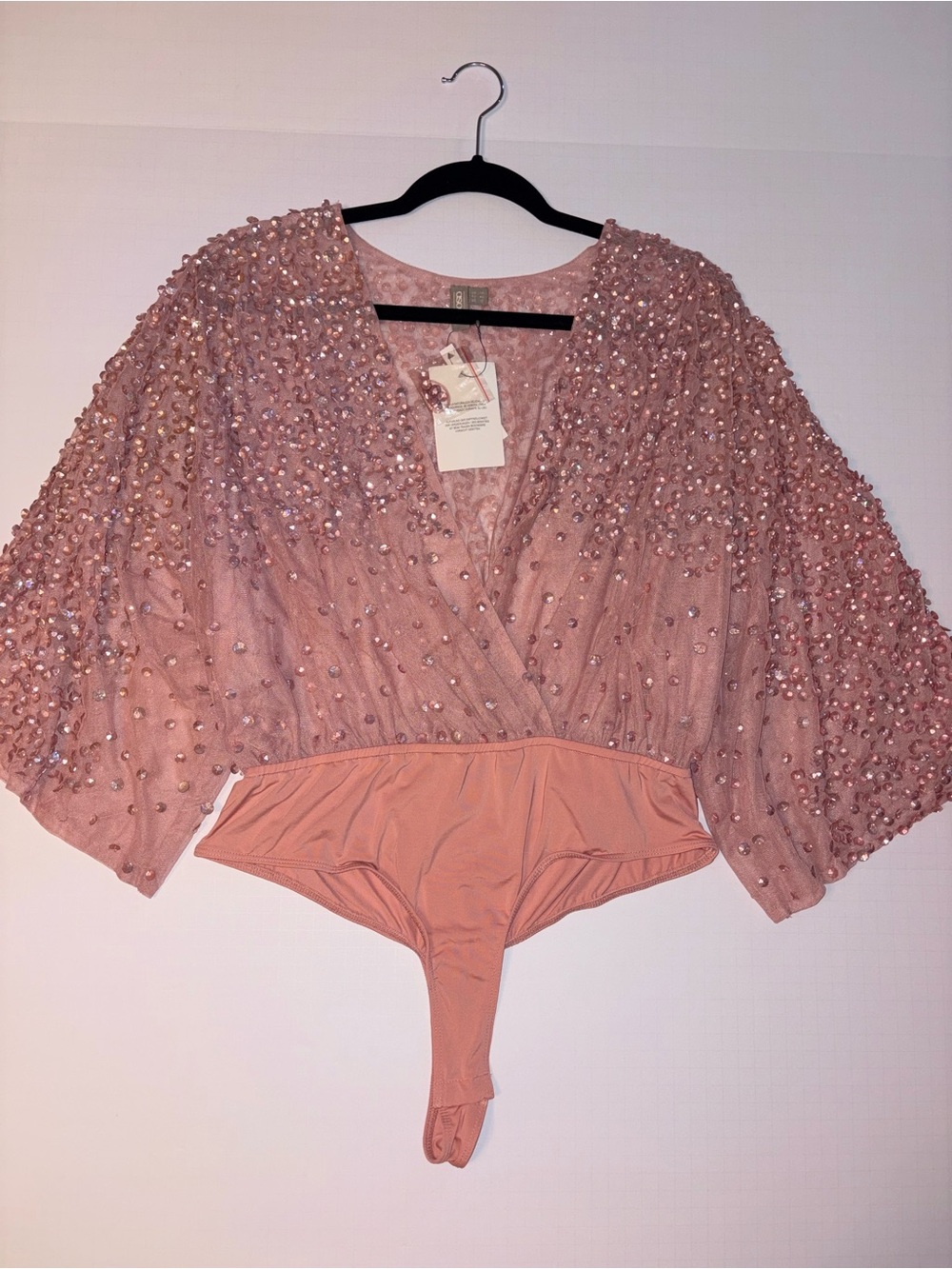 BNWT ASOS Pink Embellished V-Neck Mesh Bodysuit